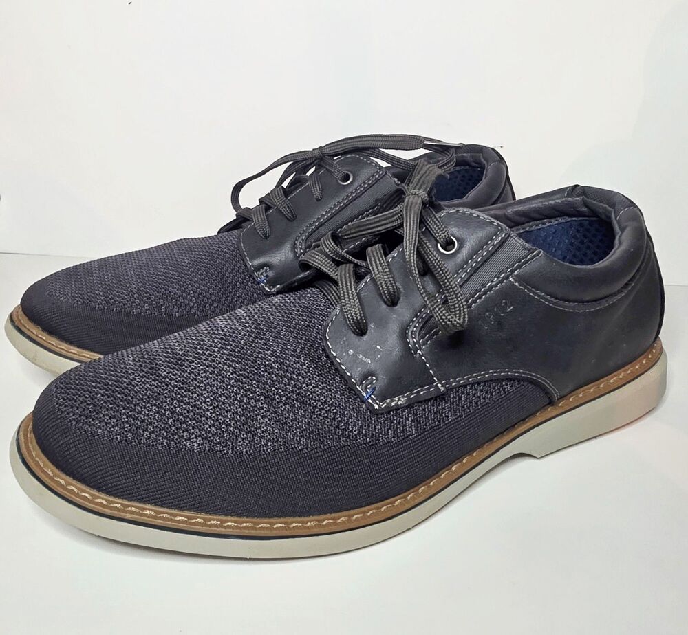 Nunn Bush Mens Otto Plain Toe Knit Oxford Lace Up Gray Size 12 Wide 84964-062
